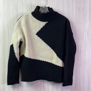 WHISTLES GEOMETRIC PRINT WOOL MOCKNECK SWEATER XS